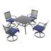 Patio Festival Metal 5-Piece Outdoor Dining Set in Blue/Black