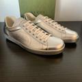 Gucci Shoes | Men's Gucci Ace Miro Gg Logo Tennis Shoe In Silver Size 13us / 12g Italy $795 | Color: Silver | Size: 13