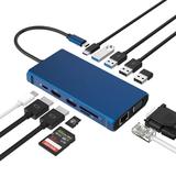 USB C Docking Station HOPDAY 12 in 1 Triple Display Laptop USB C Hub Adapter with Dual 4K HDMI & VGA USB 3.0 & 2.0 USB-C 3.0 Gigabit Ethernet LAN Type C PD SD/TF for Dell/HP/Lenovo/MacBook Pro