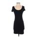 H&M Casual Dress - Bodycon Scoop Neck Short sleeves: Black Print Dresses - Women's Size Small