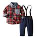 ZHAGHMIN Baby Boy Gifts Toddler Boy Clothes Baby Boy Clothes Baby Plaid Shirt Suspender Pants Set Outfit 6T Boy Outfits Boys Outfits 6T Cardigan Bodysuit Boy Toddler Boy Summer Clothes Outfits For T