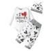 ZHAGHMIN Baby Clothes Boy 3-6 Months Baby Girls Boys Print Autumn Valentine S Day Long Sleeve Pants Romper Bodysuit Hat Set Clothes 4 Month Old Christmas Outfit Boy Two Piece Outfit 3 Piece Baby Boy