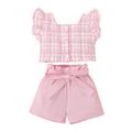 ZHAGHMIN 8 Year Old Girl Clothes Kids Toddler Baby Girls Spring Summer Plaid Cotton Sleeveless Vest Shorts Outfits Clothes Baby Girl Gift Baby Girl Long Sleeve Set 3 Month Girl Baby Bundles For Girl