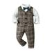 ZHAGHMIN Toddler Boys Clothes 4T Toddler Boys Long Sleeve T Shirt Tops Plaid Vest Coat Pants Child Kids Gentleman Outfits Baby Boy Shirt Set Kid Clothes 5T Boys Track Suit 3 Month Clothes Boy 3 Mont