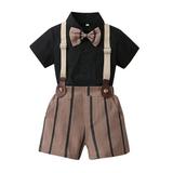 ZHAGHMIN 6-9 Months Baby Boy Clothes Toddler Boys Short Sleeve T Shirt Tops Striped Prints Shorts Child Kids Gentleman Outfits Plaid Shorts Toddler Baby Boy Sweatshirt 3 Boys Toddler Boy Dress Cloth