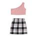 ZHAGHMIN Summer Outfit For Girls Kids Toddler Baby Girls Spring Summer Plaid Cotton Sleeveless Vest Skirts Outfits Clothes Teen Sweaters Girls Ages 14-16 Receiving Baby Blanket Girl Set Clothes For