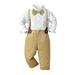 ZHAGHMIN 2Pcs Toddler Boy Pants Set Toddler Boys Long Sleeve Solid T Shirt Tops Suspenders Pants Child Kids Gentleman Outfits Baby 3 Piece Outfit Kids Jacket And Pants 3 Month Old Boy Youth Outfit S