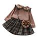 ZHAGHMIN Girls Jumpers Size 10-12 Kids Babys Toddlers Girls Spring Winter Plaid Knit Sweater Thick Long Sleeve Skirts Set Outfit Clothes Little Girl Outfits Mommy Blanket Baby With Headband Girl Out