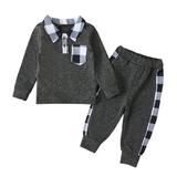 ZHAGHMIN Baby Clothes Boy 3-6 Months Toddler Boys Winter Long Sleeve White Plaid Prints Tops Pants 2Pcs Outfits Clothes Set For Babys Clothes Toddler Boy Outfit Baby Boy Clothes Vintage Baby Boy 3 P