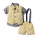 Toddlers and Baby Boys 3-Piece Special Occasion Bow-Tie Button Down T-Shirt and Vintage Button Down Vest and Shorts Sets