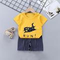 Toddler Kids Baby Boys Girls Fashion Cute Short Sleeve Cartoon Print Tee Shirt and Casual Shorts Two Pieces Suit Lounge Sets