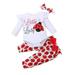 ZHAGHMIN Baby Girl Summer Clothes Toddler Girls Babys Cute Prints Long Sleeve Tops Red Pants With Headbands 3Pcs Set Outfits Autumn Baby Girl Clothes Stuff For The Bobbin Girl Receiving Bab