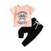 ZHAGHMIN Cute Tops For Girls Toddler Girls Easter Short Sleeve Cartoon Rabbit Printed T Shirt Pullover Tops Pants Kids Outfits Crop Top Pants For Teen Girls Outfits 6 Month Baby Girl Outfit Girl Clo