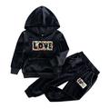 ZHAGHMIN Fall Clothes For Baby Boy Kids Toddler Baby Girls Boys Autumn Winter Letter Cotton Long Sleeve Pants Hooded Sweatshirt Set Clothes Baby Boy Shirt And Tie Baby Clothes Gift Set Boy Toddler S