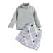 ZHAGHMIN Clothes For Kids Toddler Girls Long Sleeve Ribbed T Shirt Tops Plaid Prints Skirt Outfits Family Easter Outfits Baby Girl 3 Months Clothes 16 Girls Clothes Baby Girl Auntie Outfits Christma