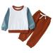 ZHAGHMIN 9 Months Baby Boy Clothes Toddler Boys Girls Winter Long Sleeve Patchwork Colour Tops Pants 2Pcs Outfits Clothes Set Babies Jackets Girls Boys Preppy Clothes Boys 6 Months Winter Outfits Fa