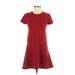 Trafaluc by Zara Casual Dress - A-Line Crew Neck Short sleeves: Red Print Dresses - Women's Size Small