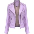 Women s Faux Leather Jackets Motorcycle Plus Size Moto Biker Coat Short Lightweight Vegan Pleather Fashion