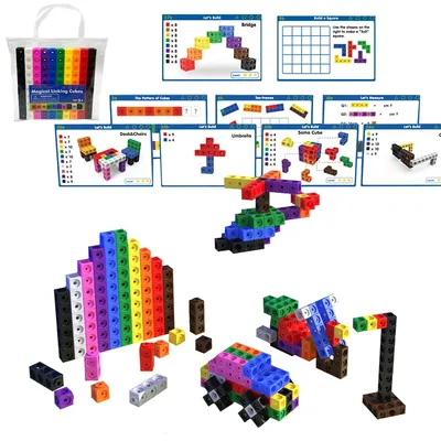 Cubes de Maths Montessori Jouet de Nuit Arc-en-Ciel Jeux d'Assemblage de Documents de Forme Cubes