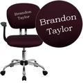 Personalized Mid-Back Burgundy Mesh Swivel Task Office Chair with Chrome Base and Arms [H-2376-F-BY-ARMS-TXTEMB-GG] - Flash Furniture H-2376-F-BY-ARMS-TXTEMB-GG