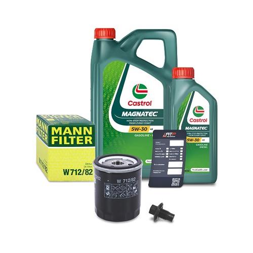 Mann-filter Ölfilter+Schraube+6 L Castrol Magnatec 5W-30 A5 für Ford