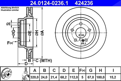 Ate 1x Bremsscheibe [Hersteller-Nr. 24.0124-0236.1] für Mercedes-Benz Image