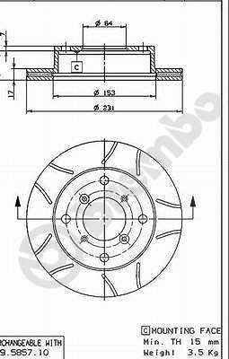 Brembo Bremsscheibe [Hersteller-Nr. 09.5857.75] für Subaru, Suzuki, Chevrolet Image