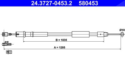 Ate Seilzug, Feststellbremse [Hersteller-Nr. 24.3727-0453.2] für Mercedes-Benz Image