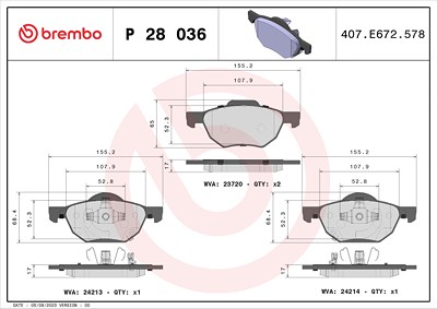 Brembo Bremsbelagsatz, Scheibenbremse [Hersteller-Nr. P28036] für Honda Image