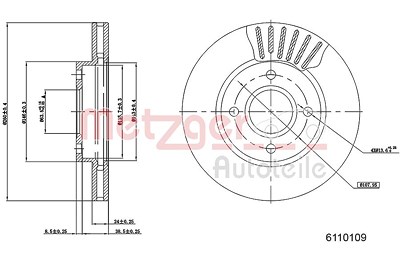 Metzger Autoteile Bremsscheibe [Hersteller-Nr. 6110109] für Ford Image