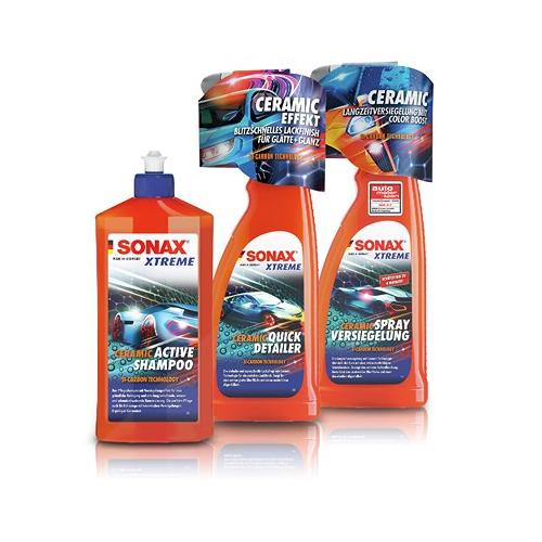 SONAX XTREME Ceramic Active Shampoo+Quick Detailer+Spray Versiegelung 02574000