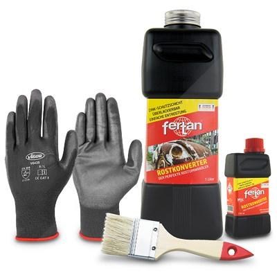 Fertan 1 L+250 ml Rostkonverter+Pinsel+1 Paar Arbeitshandschuhe Image