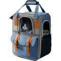 Pet Carrier Backpack Cat Small Dog Backpack Carrier for Traveling Hiking Outdoor with Ventilated Mesh Straps Premium Oxford Cloth Leather Buckle(Blue) HP001