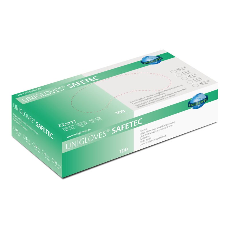 UNIGLOVES - SAFETEC Latexhandschuhe, weiß, Größe XL, puderfrei, lebensmittelecht - 10x100 (1.000 Stück) Image