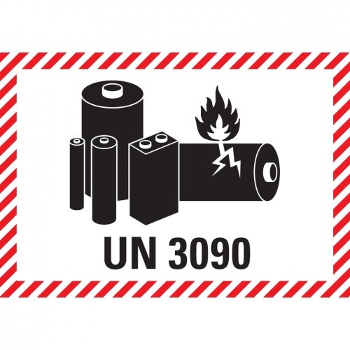Dreifke® Verpackungskennzeichen UN 3090, Haftpapier, permanent, 100x70mm, 1000/Rolle Image