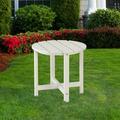 UBesGoo White Round Side Table HDPE Plastic Adirondack End Table for Poolside Living Room Garden Patio