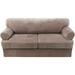 Sofa Cover 3 Piece T Cushion Sofa Slipcovers Thick Velvet Couch Cover Furniture Protector Stretch T Cushion Sofa Covers for 2 Cushion Couch with 2 Individual T Cushion Covers Washable Taupe