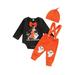 Baby Boy Girl Halloween Outfit 1st Halloween Clothes Number Print Romper with Ghost Print Overalls and Hat