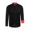 Langarmhemd RUSTY NEAL, Herren, Gr. S, EURO-Größen, schwarz (schwarz, rot), 60% Baumwolle, 37% Polyester, 3% Elasthan, mehrfarbig, casual, ohne Ausschnitt, Langarm, Hemden, bestehend aus Hemd, Weste und Krawatte