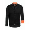 Langarmhemd RUSTY NEAL, Herren, Gr. 6XL, EURO-Größen, orange (schwarz, orange), 60% Baumwolle, 37% Polyester, 3% Elasthan, mehrfarbig, casual, ohne Ausschnitt, Langarm, Hemden, bestehend aus Hemd, Weste und Krawatte