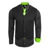 Langarmhemd RUSTY NEAL, Herren, Gr. M, EURO-Größen, schwarz (schwarz, grün), 60% Baumwolle, 37% Polyester, 3% Elasthan, mehrfarbig, casual, ohne Ausschnitt, Langarm, Hemden, bestehend aus Hemd, Weste und Krawatte