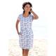 Jerseykleid BEACHTIME Gr. 42, N-Gr, blau (blau, creme, bedruckt) Damen Kleider Strandkleider mit Blumenmuster und Taschen, Sommerkleid aus Baumwoll-Mix Bestseller
