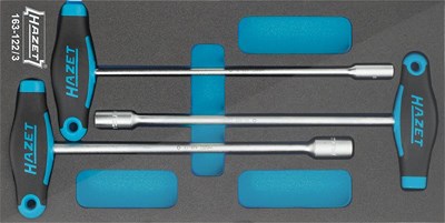 Hazet Steckschlüssel Satz - mit T-Griff - Sechskant Profil -3-tlg. [Hersteller-Nr. 163-122/3] Image
