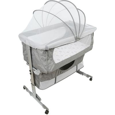 Haloyo - Beistellbett Babybett Wickeltisch Wickelregal Babywiege mit Matratze Rollen Mückennetz Image