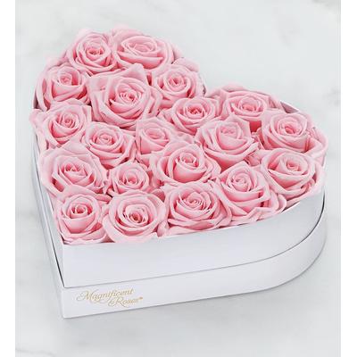 1-800-Flowers Flower Delivery Magnificent Roses Preserved Pink Heart & Necklace