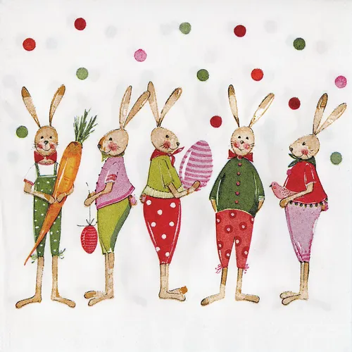 Serviettes en papier « lapins de Pâques », 33 x 33 cm, 20 pièces