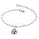 Sterling Silver Flat Curb Chain Bracelet Made with Real Purple Minature Flowers