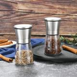 SC0GO Salt & Pepper Grinder Set Of 2 - Adjustable Ceramic Sea Salt Grinder & Pepper Grinder Stainless Steel/Glass/Metal in Gray | Wayfair YQ-P170