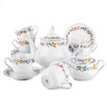 Thun 1794 a.s. Provence Flowers Bohemian Porcelain Tea Set For 6 Pers.(14 Pieces) Porcelain China/Ceramic in Blue/White | Wayfair 220171