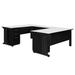 Inbox Zero Fusion U Shaped Desk w/ Double Pedestal Drawer Unit Wood/Metal in Black | 29 H x 72 W x 102 D in | Wayfair